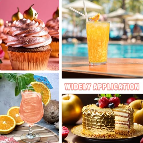Edible Glitter for Drinks Cocktails Food Grade Edible Drink Shimmer Powder for DIY Champagne Beverages Wine 2 Colors Vegan Edible Luster Dust Set 4g