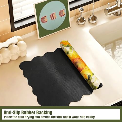 Scalloped Dish Drying Mats for Kitchen Counter