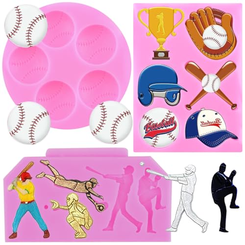Baseball Fondant Mold Sports Theme Chocolate Silicone Mold Set 3 (3 Count)