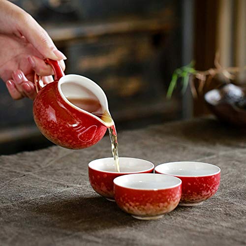 Tea Set Kiln Red and Brown Glaze Ceramic Teapot Gift Box Kung Fu