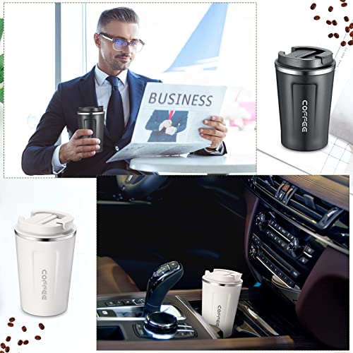 4 Pcs 13 oz Travel Coffee Mug Insulated Reusable Coffee Cups with Leakproof Lid Stainless Steel Portable Tumbler for Keep Hot or Ice Milk Tea (4 Count)