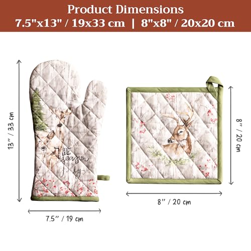100% Cotton Oven Mitt & Pot Holder Set