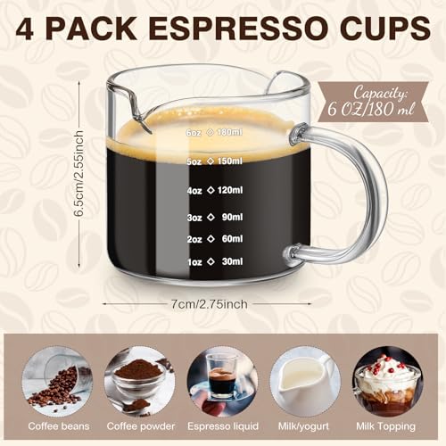 4 Pcs 6oz 180ml Espresso Cups (4 Count)