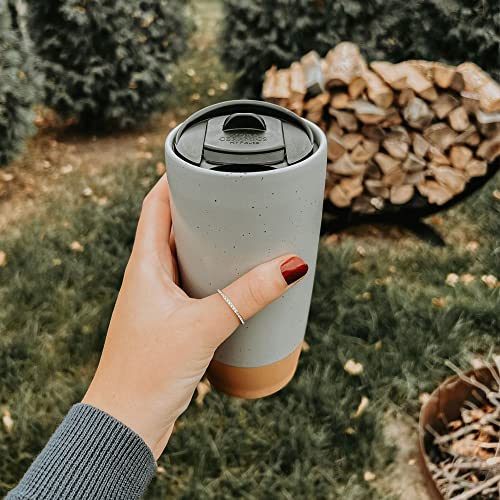 Double Wall Ceramic Coffee Travel Mug with Lid