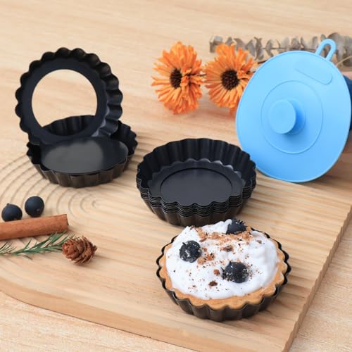 Mini Tart Pans with Removable Bottom 4 inch Set of 10 Non (10 Count)