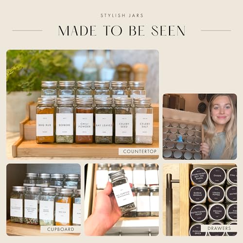 Minimalist Spice Jars with Labels (36 Count)