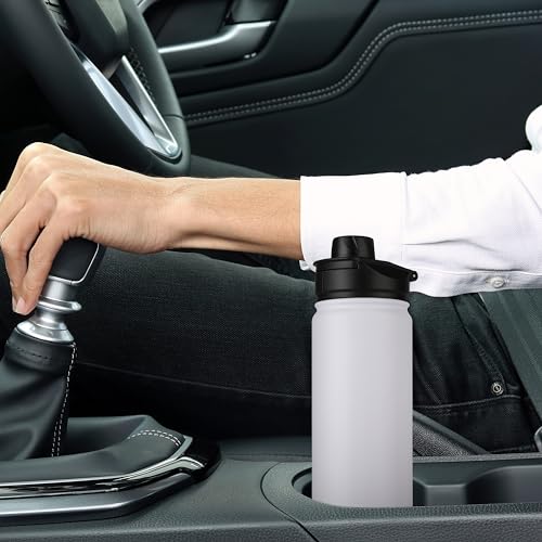 Insulated Water Bottle 22 oz Double Wall Stainless Steel Water Bottle Wide Mouth with Straw Lid & Spout Lid Keeps Cold or Hot