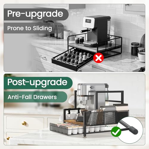 Coffee Bar Station Organizer with K Cup Drawer