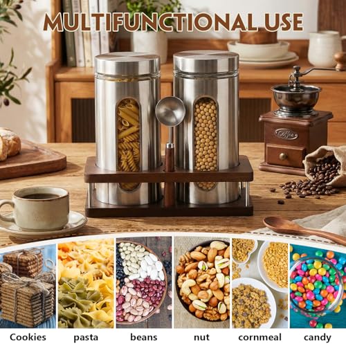 Stainless Steel Coffee Grounds Canisters Container with Shelf (2 Count)