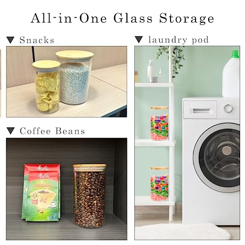 Glass Storage Jars Set Elegant Containers with Airtight Bamboo Lids