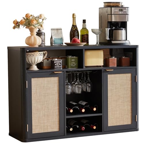 Rattan Wine Bar Cabinet with 2 Doors