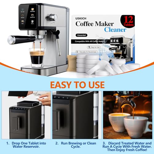 Coffee Machine Cleaner Descaler Tablets 12 Pack (12 Count)