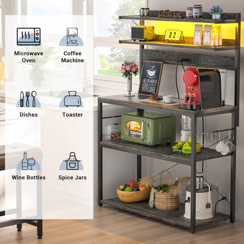 Bakers Rack with Power Outlet & RGB LED