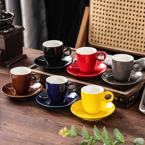 2.5oz Espresso Cups with Saucers Set
