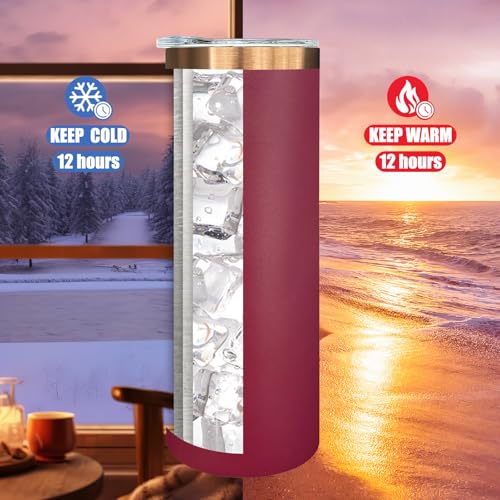 20 oz Skinny Tumblers Bulk with Lids and Straws Red (8 Count)