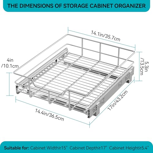Pull Out Cabinet Organizer 15" W X 22" D