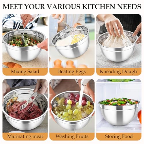 Mixing Bowls Stainless Steel Nesting Salad Bowls Set (6 Count)