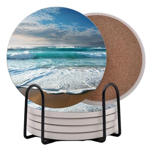 Ocean Coastal Theme Round Coasters Set of 6