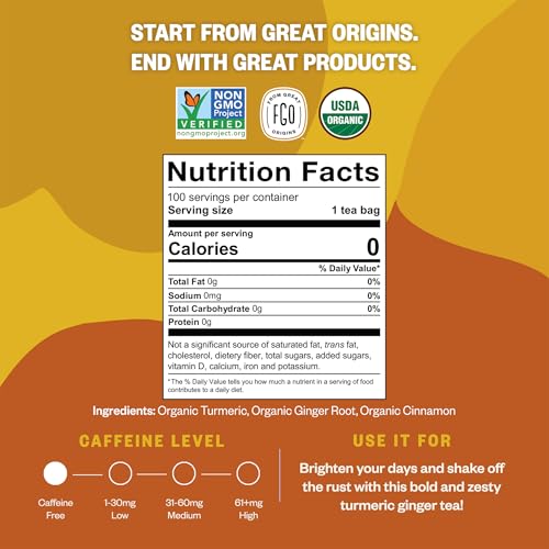 Organic Turmeric Ginger Tea (100 Count)