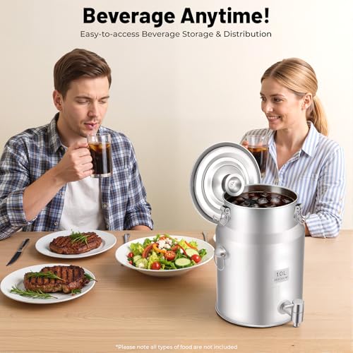 2.64 Gal 304 Stainless Steel Milk Can with Faucet and Sealing Lid