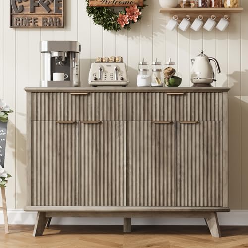 Fluted Buffet Sideboard Cabinet with Storage