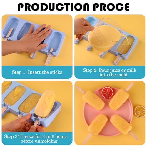 Large Oval 4 Cavities Silicone Popsicle Molds (3 Count)