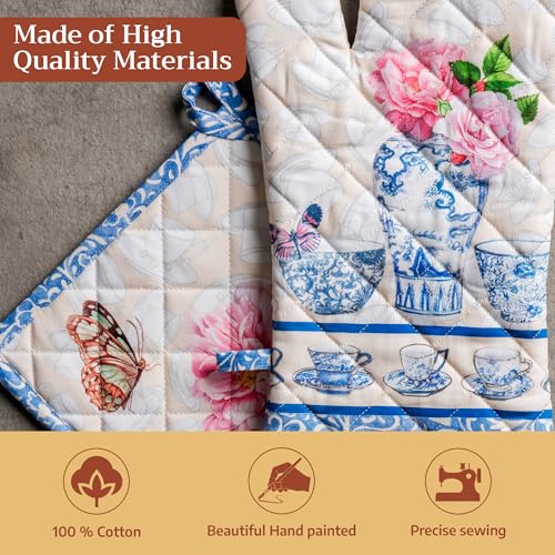 100% Cotton Oven Mitt & Pot Holder Set
