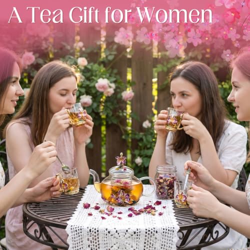 5 Pcs Floral Glass Tea Set (5 Count)