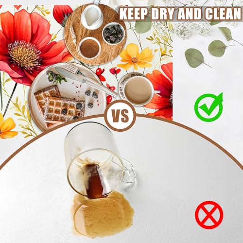 Red and Yellow Flowers Coffee Mat Absorbent Dish Drying Mat for Kitchen Counter Hide Stain Rubber Backed Coffee Bar Accessories Fit Under Espresso Machine