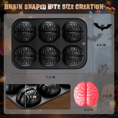 Halloween Brain Silicone Molds 2 Pack 6 Cavity