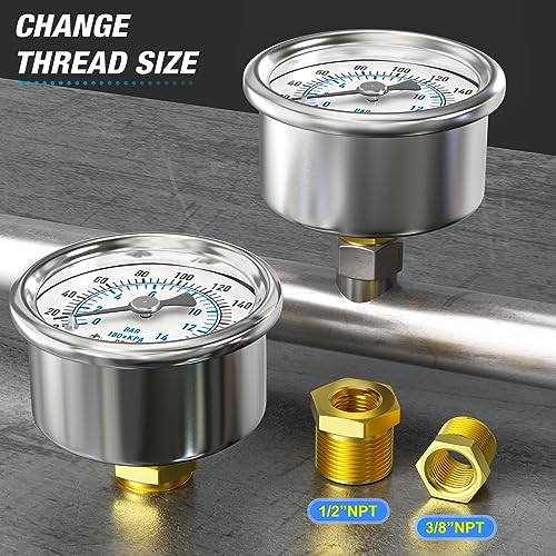 0~200Psi Dry Pressure Gauge Stainless Steel 1