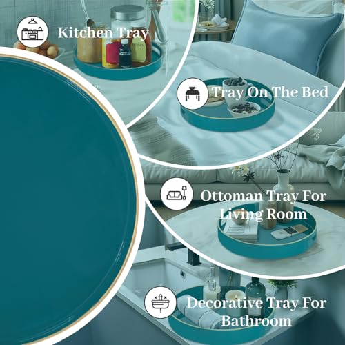 13" Teal Decorative Tray
