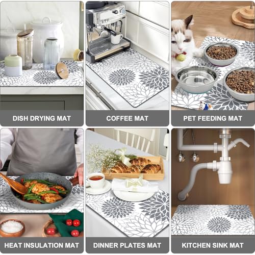 2PCS 17" x 32" Dish Drying Mat & 24" x 5.5" Sink Splash Guard (2 Count)