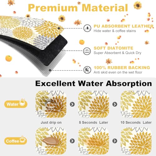 2PCS 16" x 24" Fall Dish Drying Mat & 24" x 5.5" Sink Splash Guard (2 Count)