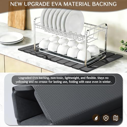 Large Stone Dish Drying Mat for Kitchen Counter (2 Count)