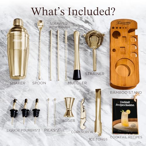 Cocktail Shaker Set Bartender Kit with Stand (15 Count)