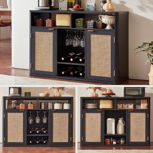 Rattan Wine Bar Cabinet with 2 Doors