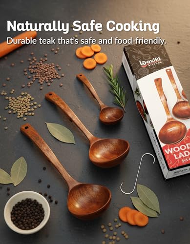 Soup Ladle Luxury Teak Wood Ladle Set of 3 (3 Count)