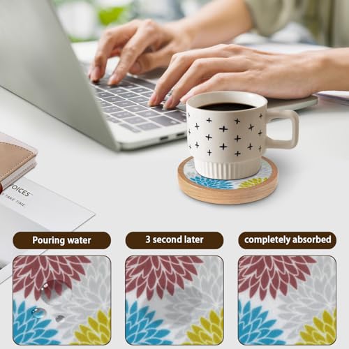 Wood Coasters Set of 6 with Holder