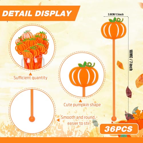 36 Pcs Fall Pumpkin Coffee Stirrers
