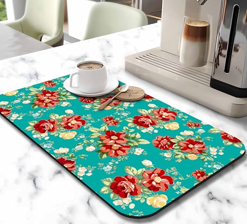 Dish Drying Mat for Kitchen Counter 20x12in Washable Quick Dish Drying Pad Rubber Backed Absorbent Draining Mat Fit Kitchen Counter