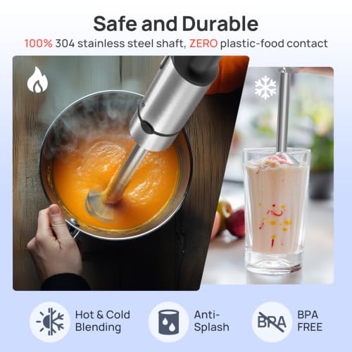 5-in-1 Immersion Blender Handheld Max 1100W, 21-Speed & Turbo Mode
