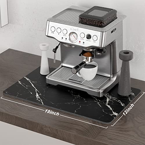 Coffee Mat 12" x 19" Cute Marble Style Coffee Bar Mats for Espresso Machine Station Accessories and Organizer