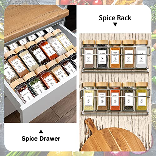 Spice Jars with Labels 36 Pcs 4 oz Glass Bamboo Lids Shaker Set (36 Count)