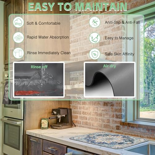 Dish Drying Mat for Kitchen Counter Absorbent Dish Coffee Mat 16"X24"