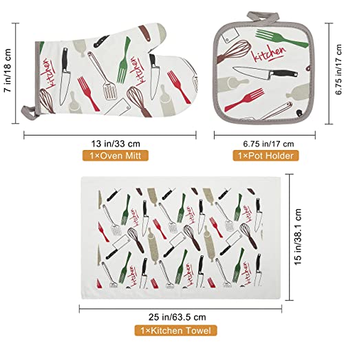 Oven Mitts and Potholders Dish Towles Set 100% Cotton for Perfect for Gifting (16 Ounce)
