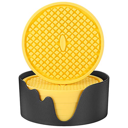 Silicone Coasters [6 Pack] Thickened Drink Coasters with Holder (6 Count)