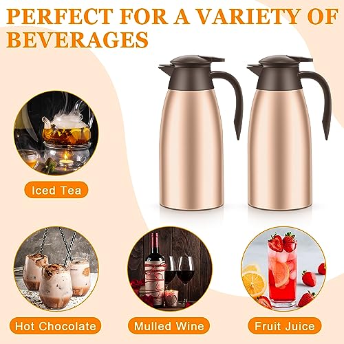 2 Pcs Thermal Coffee Carafe Insulated Stainless Steel Coffee Carafe for Hot Liquid Vacuum Thermal Pot Creamer Pitcher Dispenser with Brushes Keeping Hot Water Milk