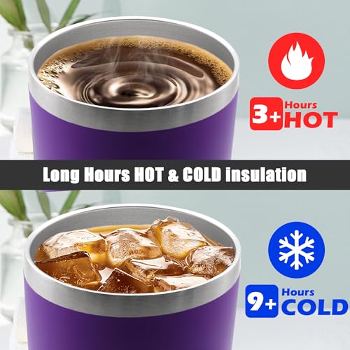 20oz Tumbler Insulated Coffee Tumblers with Lid Stainless Steel Purple 4P (4 Count)