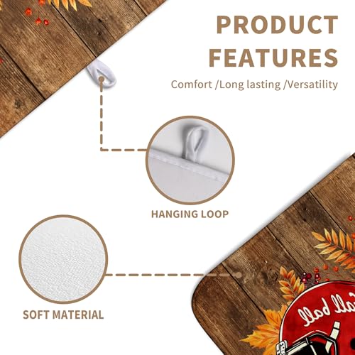 Fall Pumpkin Dish Drying Mats Thanksgiving Dish Mat Football Wood Drying Matt Dishes Dryer Pad for Kitchen Counter Absorbent Microfiber Washable Foldable Reusable 18x24 in